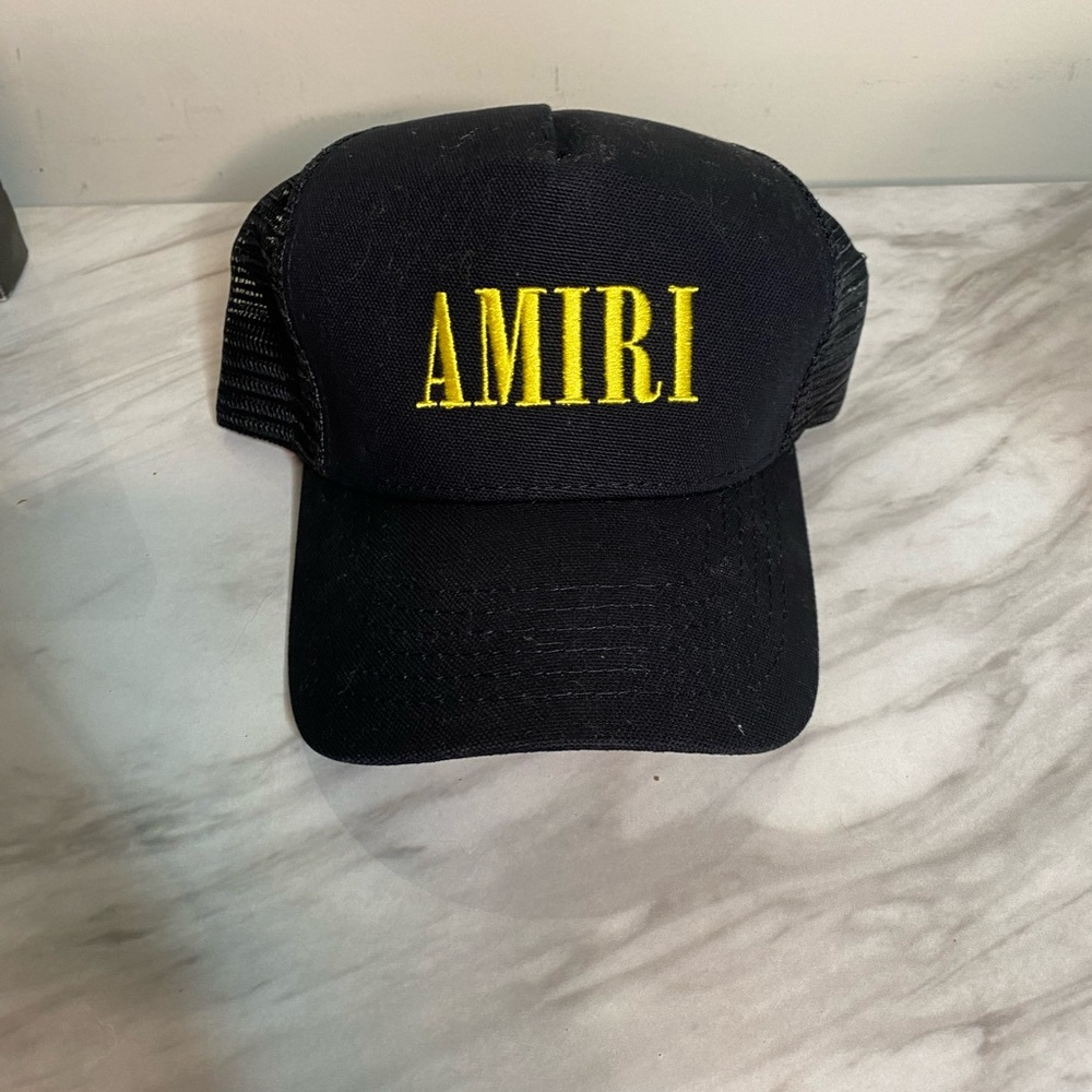 Black Amiri Trucker Hat With Gold Writing